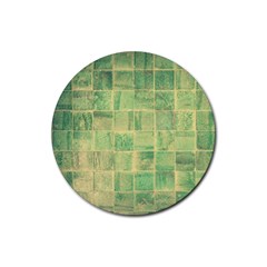 Abstract Green Tile Rubber Round Coaster (4 Pack)  by snowwhitegirl