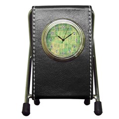 Abstract Green Tile Pen Holder Desk Clock