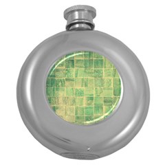 Abstract Green Tile Round Hip Flask (5 Oz) by snowwhitegirl