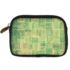 Abstract Green Tile Digital Camera Leather Case by snowwhitegirl