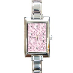 Pink Floral Rectangle Italian Charm Watch by snowwhitegirl