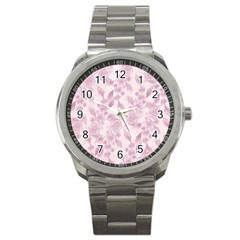 Pink Floral Sport Metal Watch by snowwhitegirl