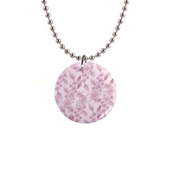 Pink Floral 1  Button Necklace by snowwhitegirl