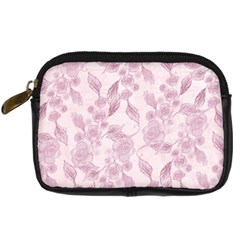 Pink Floral Digital Camera Leather Case by snowwhitegirl