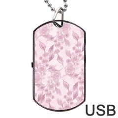 Pink Floral Dog Tag Usb Flash (two Sides) by snowwhitegirl