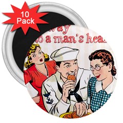 Retro Sailor Eating Cookie 3  Magnets (10 Pack)  by snowwhitegirl