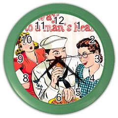 Retro Sailor Eating Cookie Color Wall Clock by snowwhitegirl