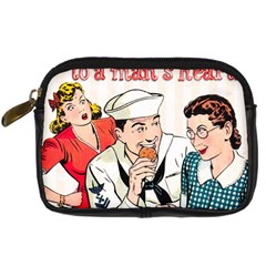 Retro Sailor Eating Cookie Digital Camera Leather Case by snowwhitegirl