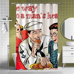 Retro Sailor Eating Cookie Shower Curtain 48  X 72  (small)  by snowwhitegirl