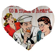 Retro Sailor Eating Cookie Large 19  Premium Heart Shape Cushions by snowwhitegirl