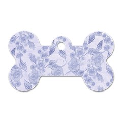 Blue Floral Dog Tag Bone (two Sides) by snowwhitegirl