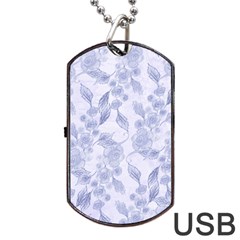 Blue Floral Dog Tag Usb Flash (one Side) by snowwhitegirl