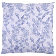 Blue Floral Large Cushion Case (one Side) by snowwhitegirl