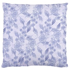 Blue Floral Large Flano Cushion Case (two Sides) by snowwhitegirl