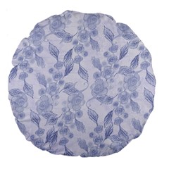 Blue Floral Large 18  Premium Flano Round Cushions by snowwhitegirl