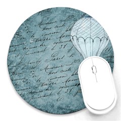 Vintage Hot Air Balloon Lettter Round Mousepads by snowwhitegirl