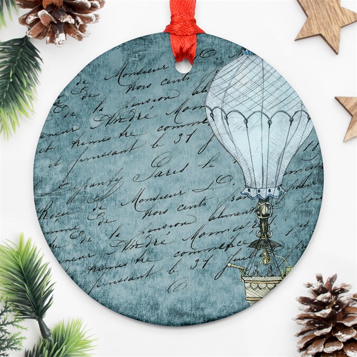 Vintage Hot Air Balloon Lettter Ornament (Round)