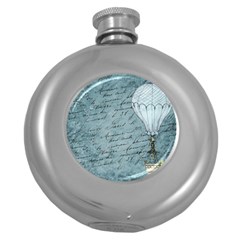 Vintage Hot Air Balloon Lettter Round Hip Flask (5 Oz) by snowwhitegirl