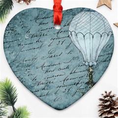 Vintage Hot Air Balloon Lettter Heart Ornament (two Sides) by snowwhitegirl