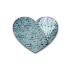 Vintage Hot Air Balloon Lettter Rubber Coaster (heart)  by snowwhitegirl