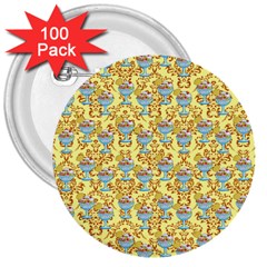 Paisley Yellow Sundaes 3  Buttons (100 Pack)  by snowwhitegirl