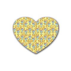 Paisley Yellow Sundaes Rubber Coaster (heart)  by snowwhitegirl