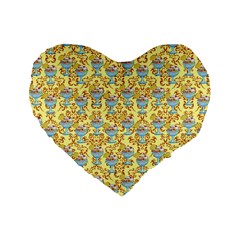 Paisley Yellow Sundaes Standard 16  Premium Flano Heart Shape Cushions