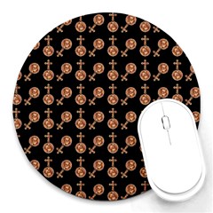 Victorian Crosses Black Round Mousepads by snowwhitegirl