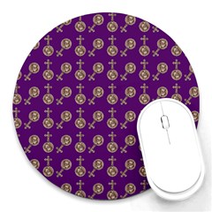 Victorian Crosses Purple Round Mousepads by snowwhitegirl