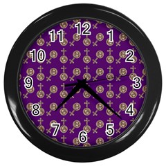 Victorian Crosses Purple Wall Clock (black) by snowwhitegirl