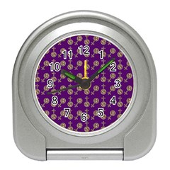 Victorian Crosses Purple Travel Alarm Clock by snowwhitegirl