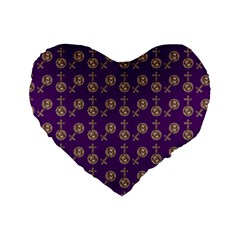 Victorian Crosses Purple Standard 16  Premium Heart Shape Cushions by snowwhitegirl