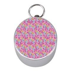 Paisley Pink Sundaes Mini Silver Compasses by snowwhitegirl