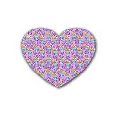 Paisley Lilac Sundaes Rubber Coaster (heart)  by snowwhitegirl