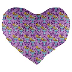 Paisley Lilac Sundaes Large 19  Premium Heart Shape Cushions by snowwhitegirl