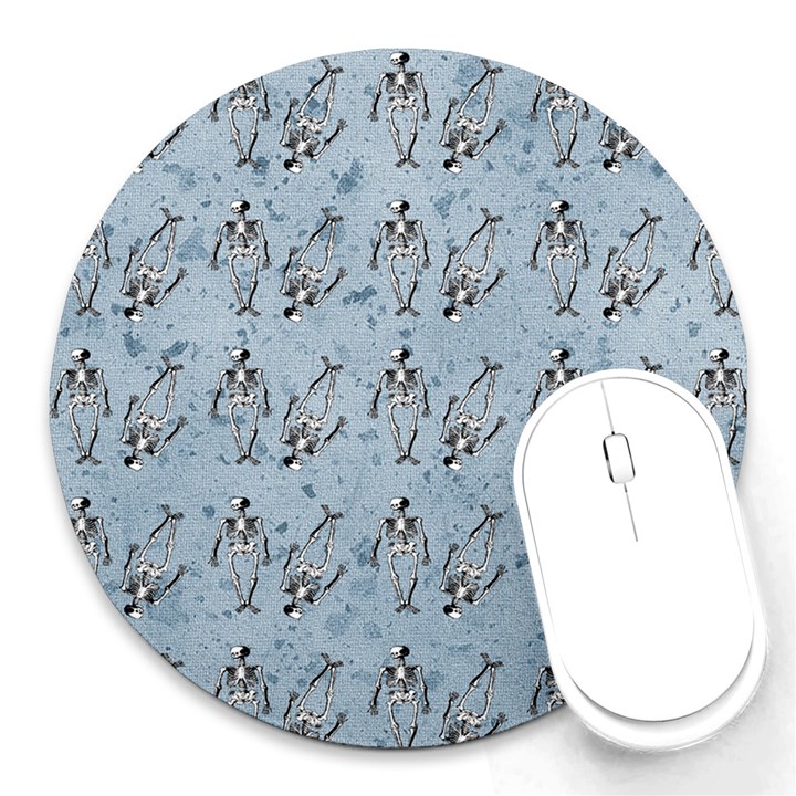 Skeleton Blue Background Round Mousepads