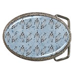 Skeleton Blue Background Belt Buckles Front