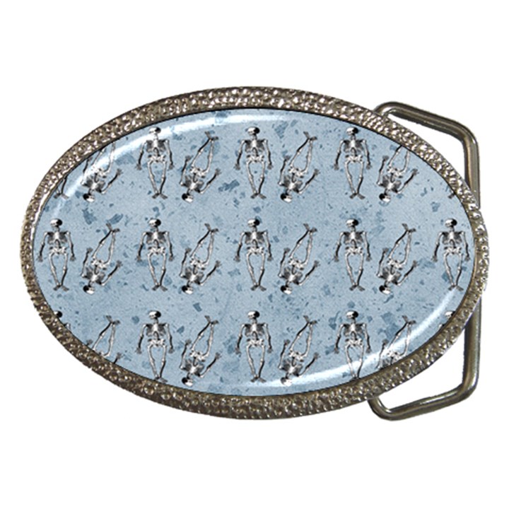 Skeleton Blue Background Belt Buckles