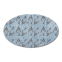 Skeleton Blue Background Oval Magnet by snowwhitegirl