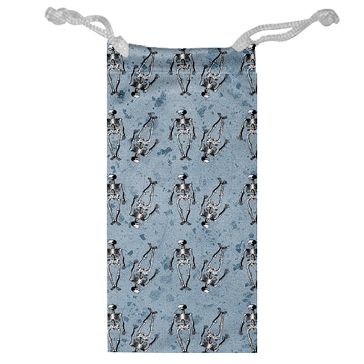 Skeleton Blue Background Jewelry Bag