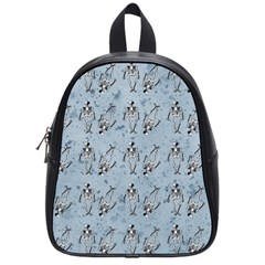 Skeleton Blue Background School Bag (small) by snowwhitegirl