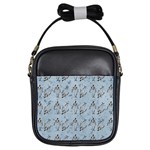 Skeleton Blue Background Girls Sling Bag Front