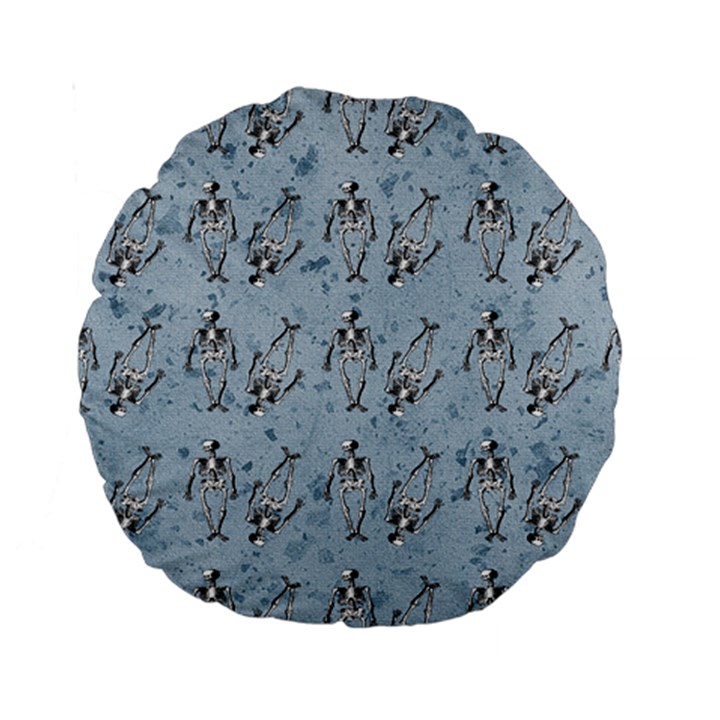 Skeleton Blue Background Standard 15  Premium Round Cushions