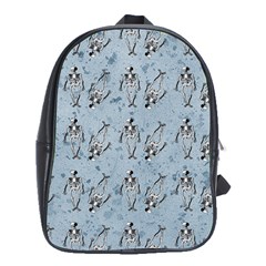 Skeleton Blue Background School Bag (xl) by snowwhitegirl