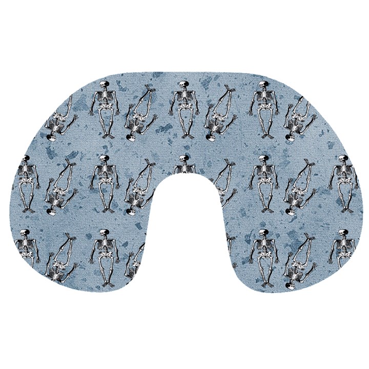 Skeleton Blue Background Travel Neck Pillows