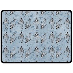 Skeleton Blue Background Double Sided Fleece Blanket (large)  by snowwhitegirl