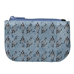 Skeleton Blue Background Large Coin Purse by snowwhitegirl