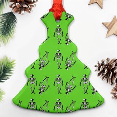 Skeleton Green Christmas Tree Ornament (two Sides) by snowwhitegirl