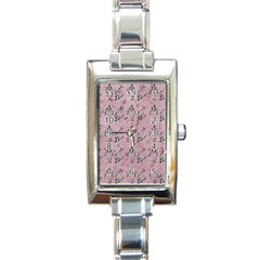 Skeleton Pink Background Rectangle Italian Charm Watch by snowwhitegirl