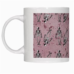 Skeleton Pink Background White Mugs by snowwhitegirl